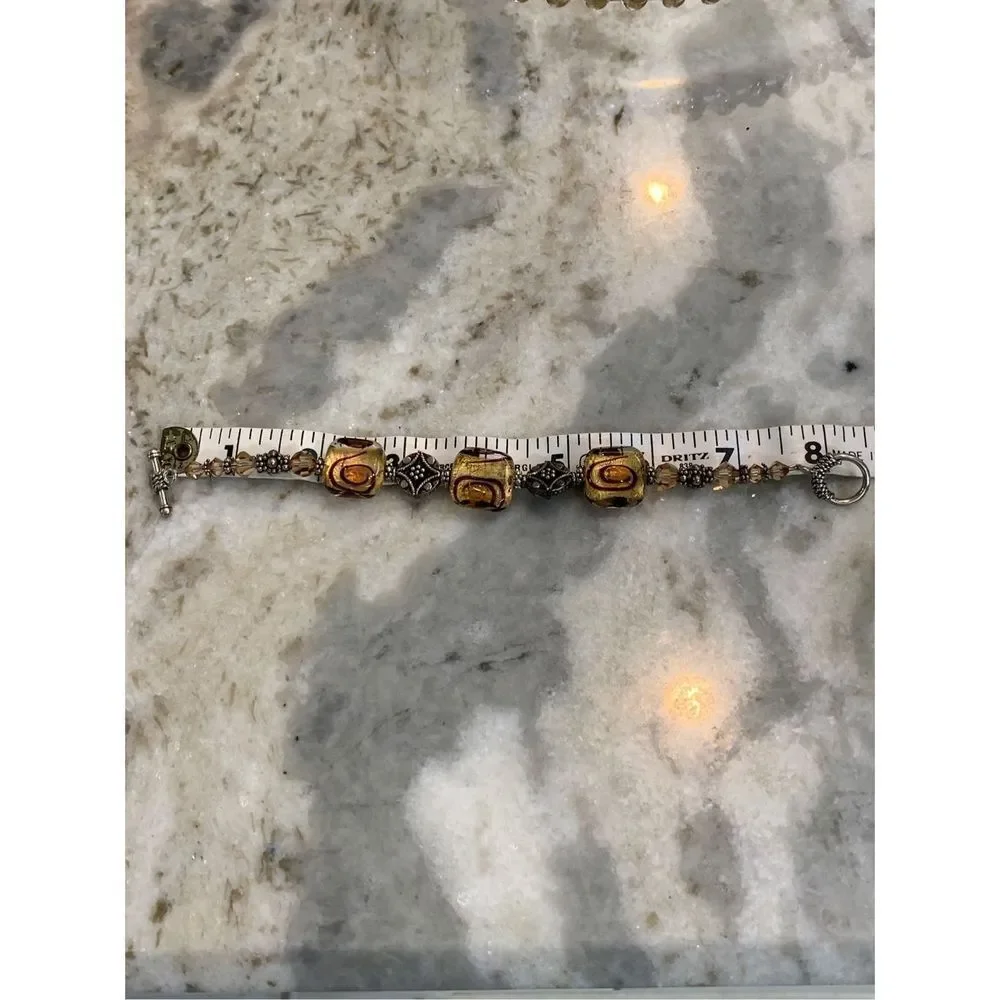 Austria Crystals and Murano Glass Sterling Silver Bracelet #handmade #Italy